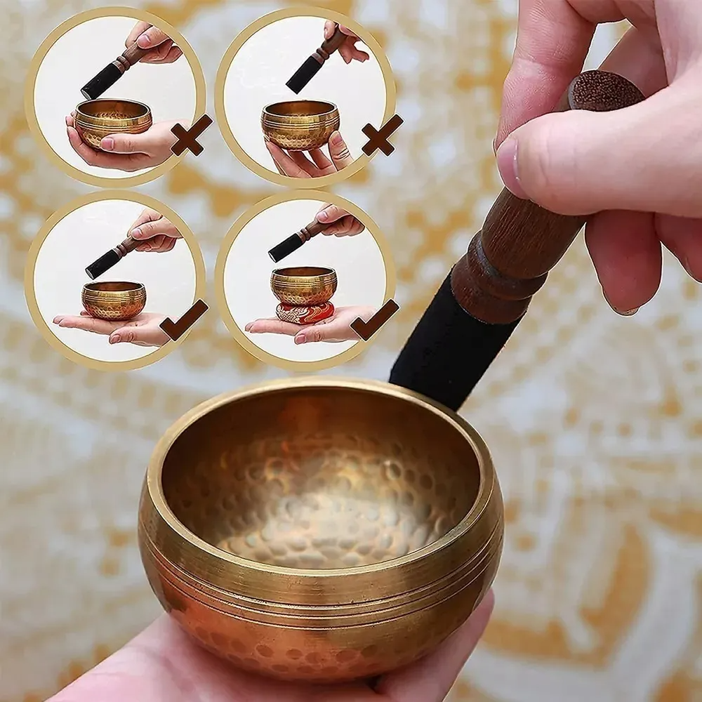 Juego De Cuenco Tibetano 7 Metales Para Yoga Y Meditación