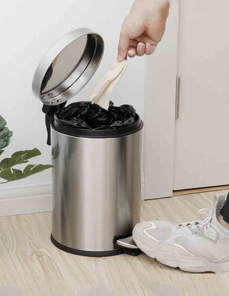 Juego de 2 Botes De Basura Con Pedal Acero Inoxidable 5L y 30L para Cocina y Baño