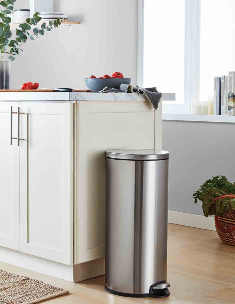 Juego de 2 Botes De Basura Con Pedal Acero Inoxidable 5L y 30L para Cocina y Baño