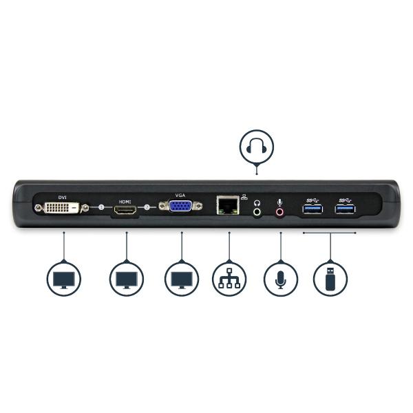 Docking Station Startech USB 3.0 para Dos Monitores con HDMI y DVI/VGA