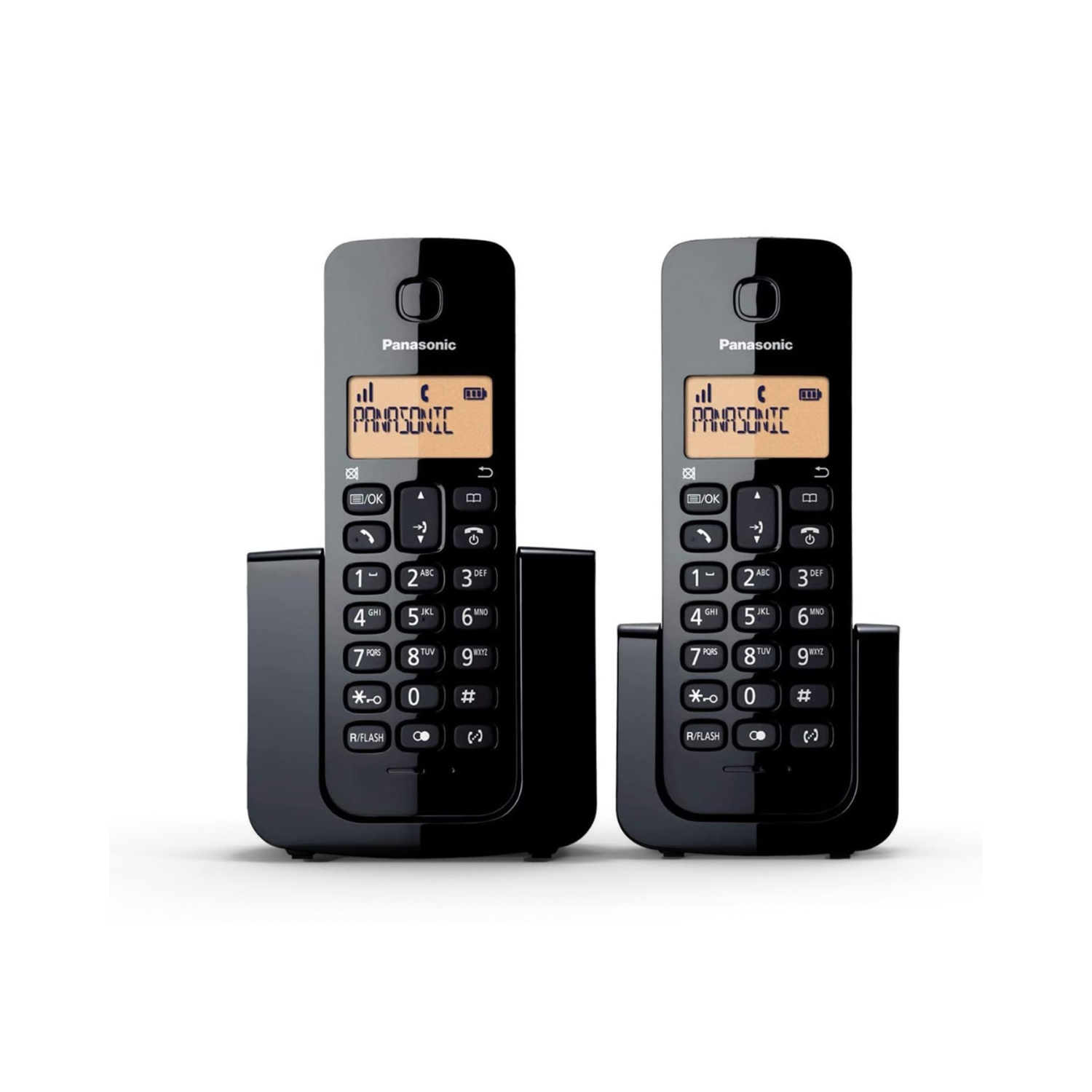 Teléfono Inalámbrico Panasonic modelo KX-TGB112MEB color negro con 2 auriculares