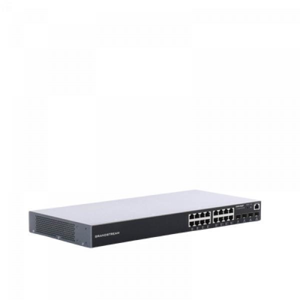 Grandstream Networks Switch Gigabit PoE+ Administrable / 16 puertos 10/100/1000 Mbps + 4 Puertos SFP Uplink / Hasta 240W / Compatible con GWN Cloud.