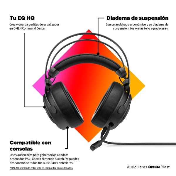 HP Audífonos HP OMEN Blast Micrófono Retráctil Color Negro