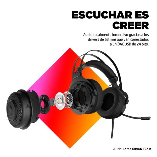 HP Audífonos HP OMEN Blast Micrófono Retráctil Color Negro