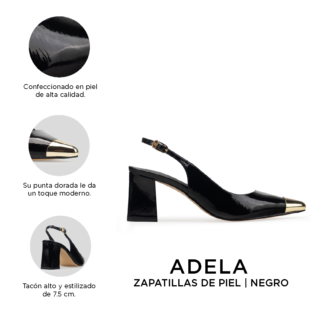 Zapatillas De Tacón Elegantes Para Mujer De Piel Davenia Mod. Adela 