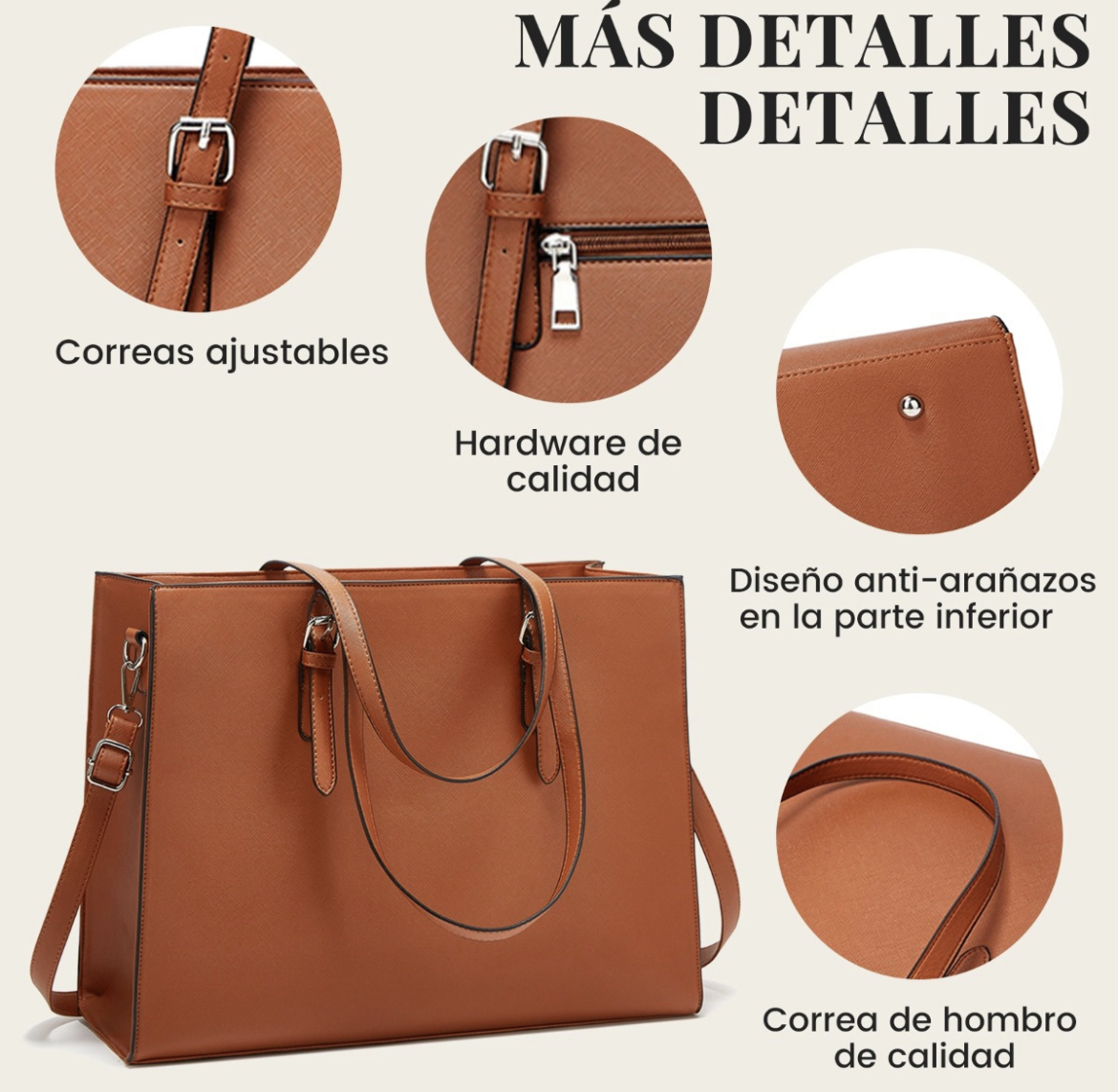 Bolsa Tote Bag Maletín Portafolio Bandolera Mujer P/ Laptop