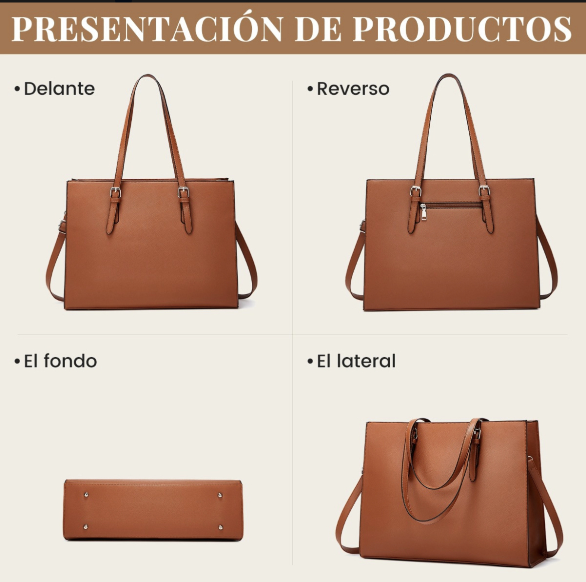 Bolsa Tote Bag Maletín Portafolio Bandolera Mujer P/ Laptop