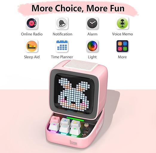 Divoom Ditoo Pixel Art Altavoz BT Retro con Pantalla LED Rosa
