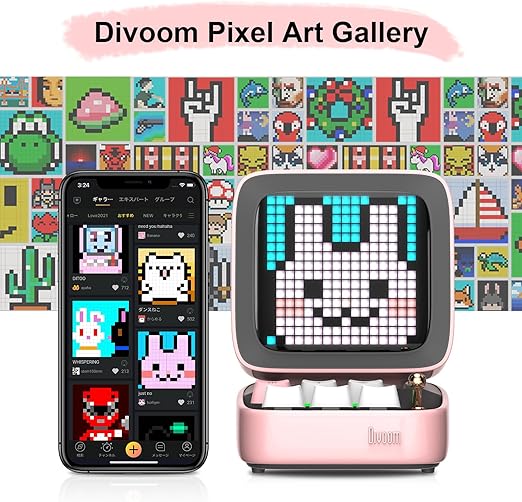 Divoom Ditoo Pixel Art Altavoz BT Retro con Pantalla LED Rosa