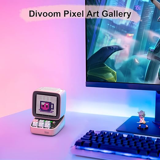 Divoom Ditoo Pixel Art Altavoz BT Retro con Pantalla LED Rosa