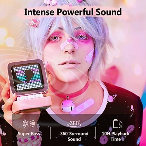 Divoom Ditoo Pixel Art Altavoz BT Retro con Pantalla LED Rosa
