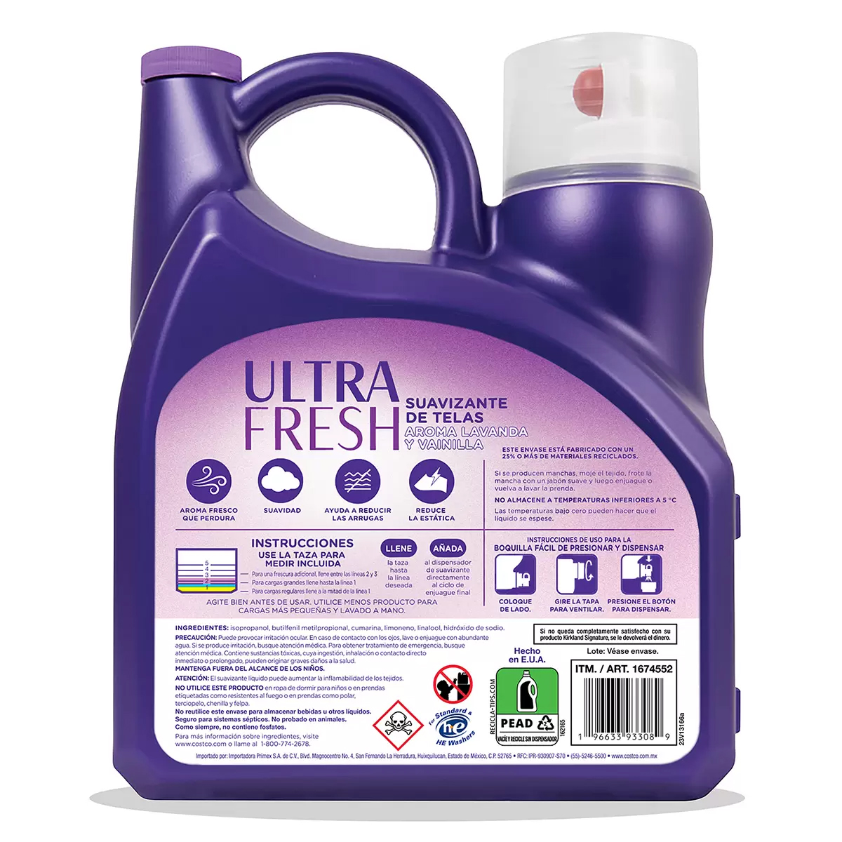 Suavizante Telas Kirkland Ultra Clean Lavanda Vainilla 4.4L