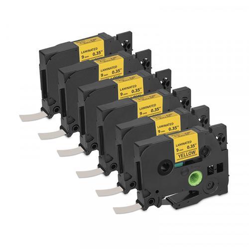 Cinta de Etiqueta Laminada Qian  (6 Pack) Negro/Amarillo QZe-621