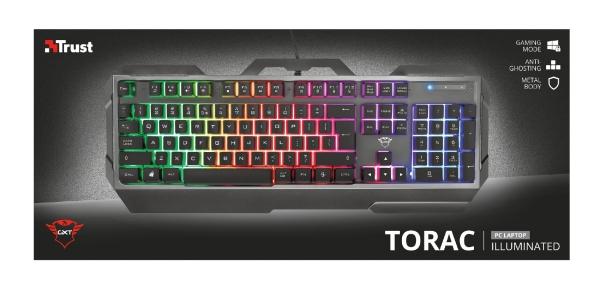 Teclado Gamer Trust GXT 856 Torac RGB, Alámbrico, Negro
