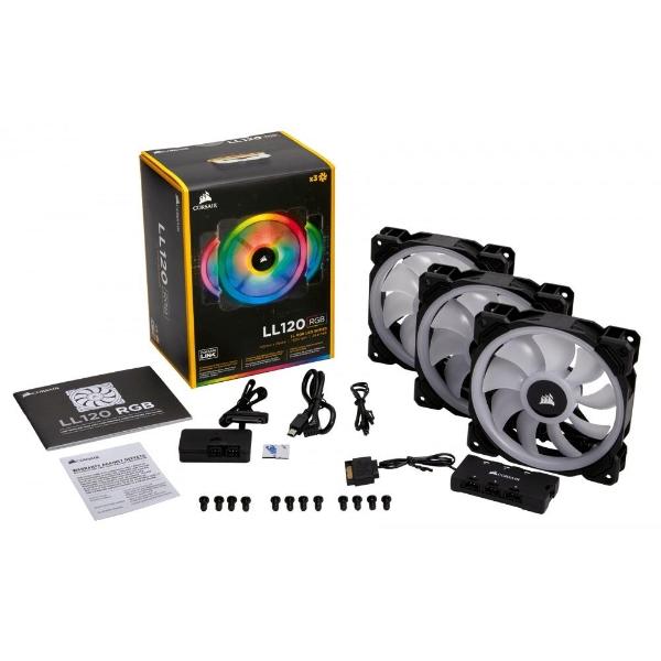 Ventilador Corsair LL120 RGB, 120mm 600-500RPM, 3 Piezas CO-9050072-WW