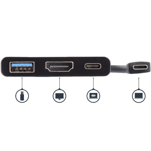 StarTech.com ADAPTADOR MULTIFUNCION USB C 4 HDMI CON POTENCIA Y USB A