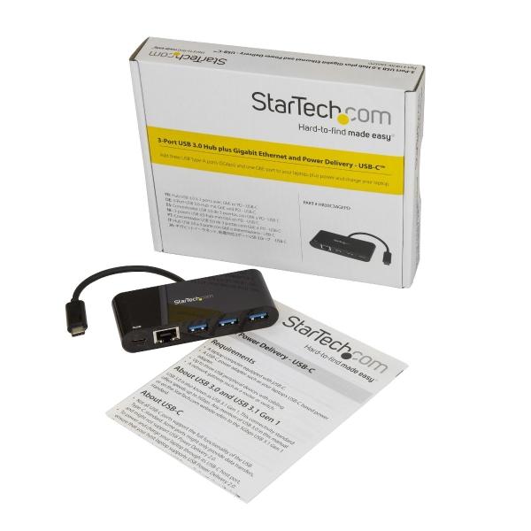 StarTech.com HUB CONCENTRADOR USB-C USB 3.0 0 3 PUERTOS CON ETHERNET Y PD