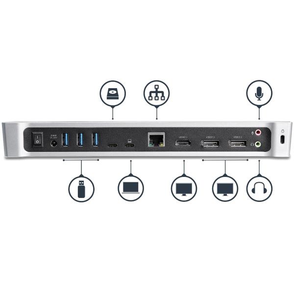 StarTech.com DOCKING STATION PD PARA LAPTOP USB-C 4K PARA 3 PANTALLAS