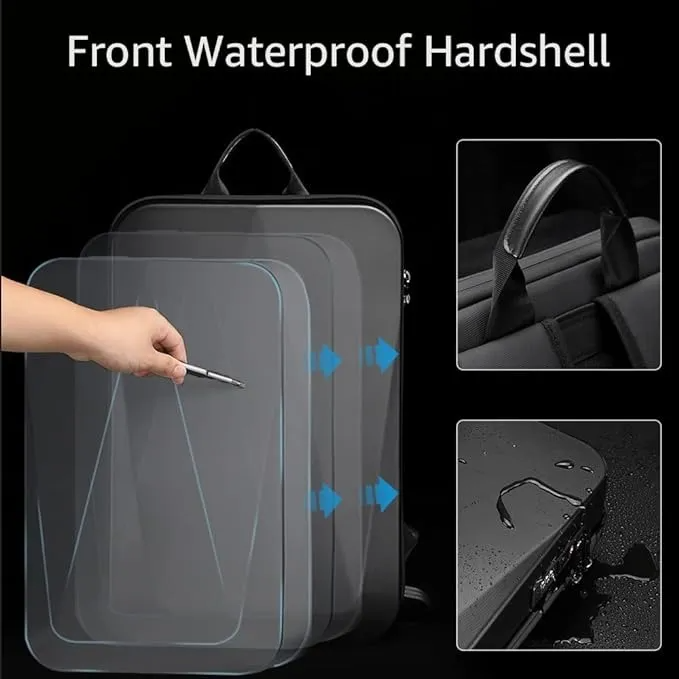 Mochila Antirrobo De Carcasa Dura, Expandible, Impermeable, Para Laptop De 15.6 Pulgadas Con Puerto De Carga Usb, Bloqueo Tsa, Mochila Rígida Negocios