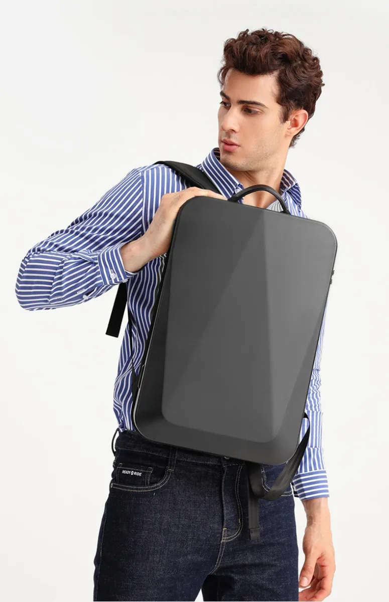 Mochila Antirrobo De Carcasa Dura, Expandible, Impermeable, Para Laptop De 15.6 Pulgadas Con Puerto De Carga Usb, Bloqueo Tsa, Mochila Rígida Negocios