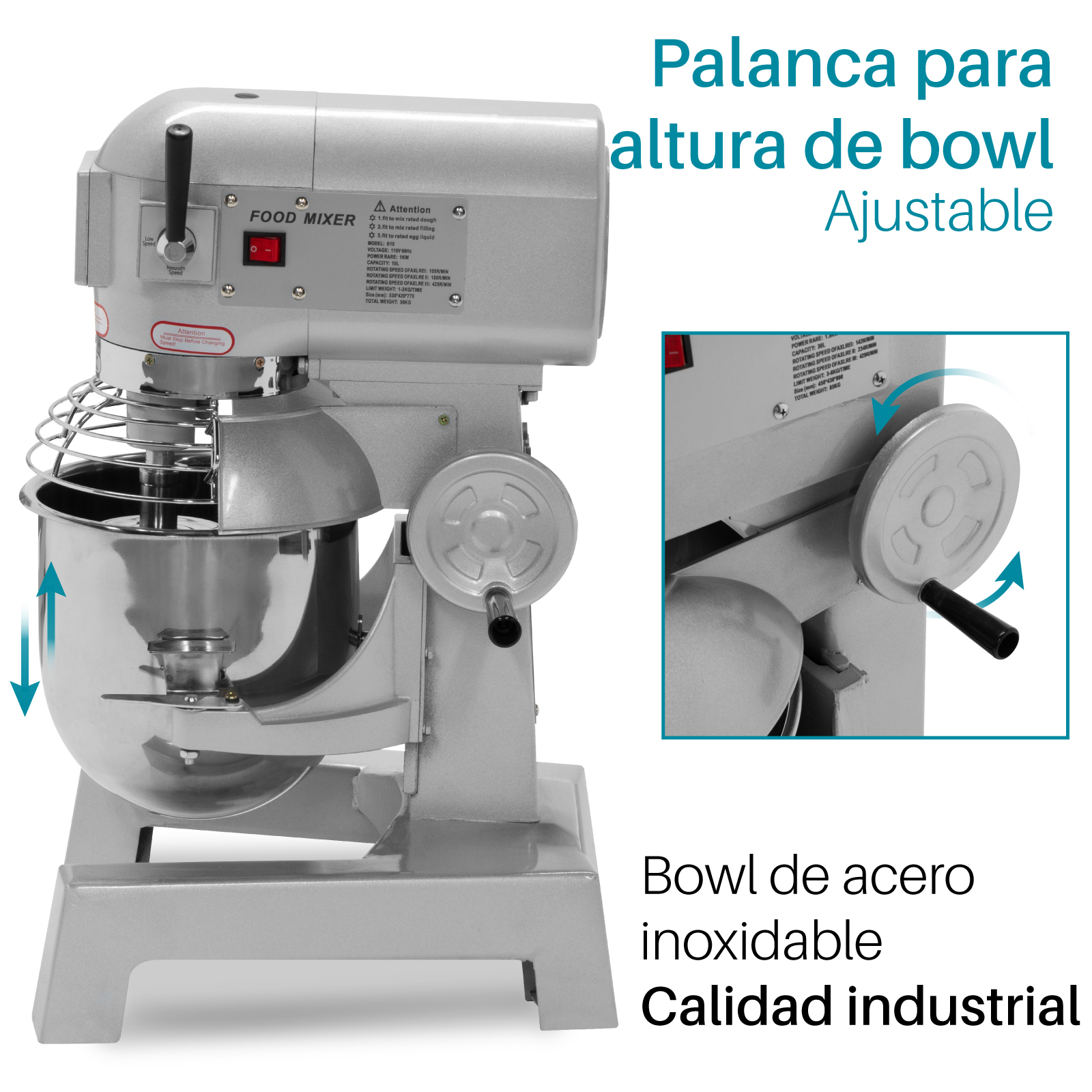 Batidora Planetaria Industrial Amasadora Mezcladora 110v 10L