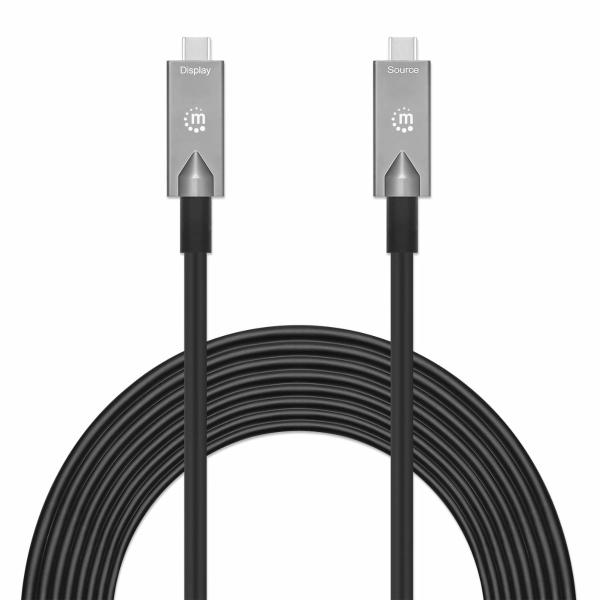 Cable USB-C de fibra óptica (AOC) USB 3.2 Gen 2 Manhattan Negro 7.5 M.