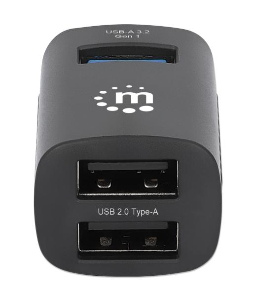 Hub USB-C con 3 puertos USB-A, 1 USB 3.0 y 2 USB 2.0 Manhattan.