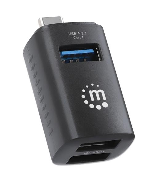 Hub USB-C con 3 puertos USB-A, 1 USB 3.0 y 2 USB 2.0 Manhattan.