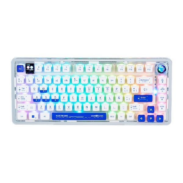 Game Factor TECLADO GASKET MECÁNICO GAME FACTOR 75%, LCD, BT, 2.4G, USB-C TECLAS PUDDING (KBG800)