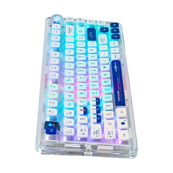 Game Factor TECLADO GASKET MECÁNICO GAME FACTOR 75%, LCD, BT, 2.4G, USB-C TECLAS PUDDING (KBG800)