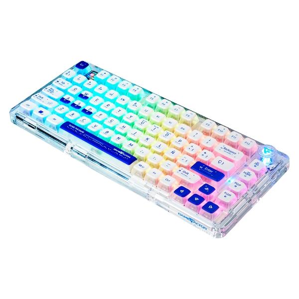 Game Factor TECLADO GASKET MECÁNICO GAME FACTOR 75%, LCD, BT, 2.4G, USB-C TECLAS PUDDING (KBG800)