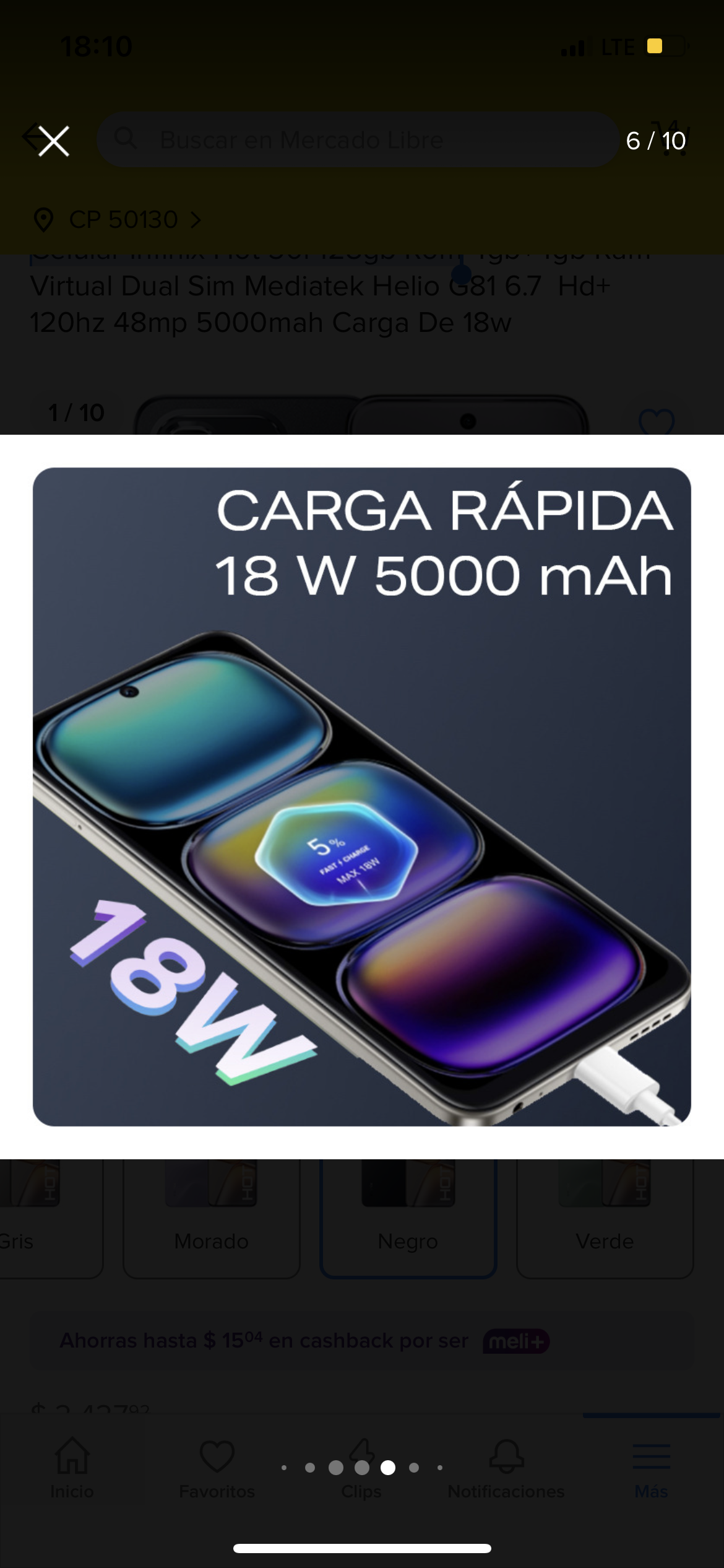 Celular Infinix Hot 50i 128gb Rom 4gb+4gb Ram Virtual Dual Sim Mediatek Helio G81 6.7  Hd+ 120hz 48mp 5000mah Carga De 18w