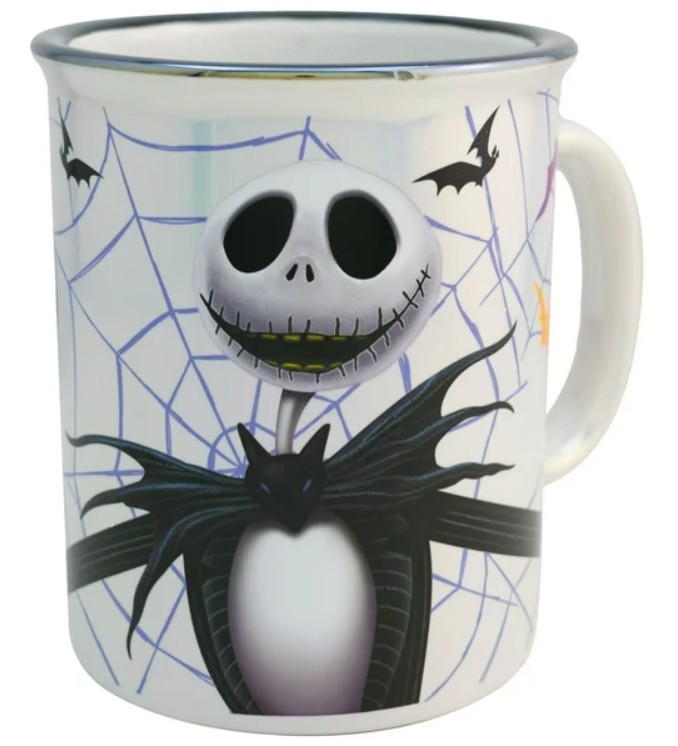 Jack Skellington Tarro Iridiscente Mega Jumbo para Bebidas Calientes, Modelo El Extraño Mundo de Jack, Taza Coleccionable, 790 ml