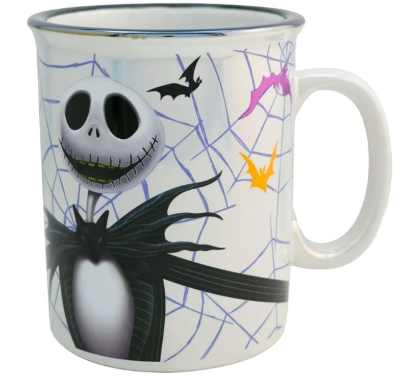Jack Skellington Tarro Iridiscente Mega Jumbo para Bebidas Calientes, Modelo El Extraño Mundo de Jack, Taza Coleccionable, 790 ml