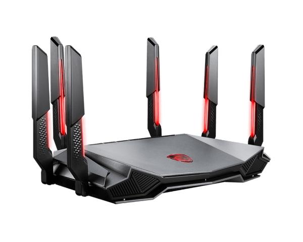 ROUTER MSI (RADIX AXE6600 WIFI 6E TRI-BAND GAMING ROUTER) WIFI6E 6GHZ 6600MBPS 4CORE/1.8GHZ 6ANTENAS