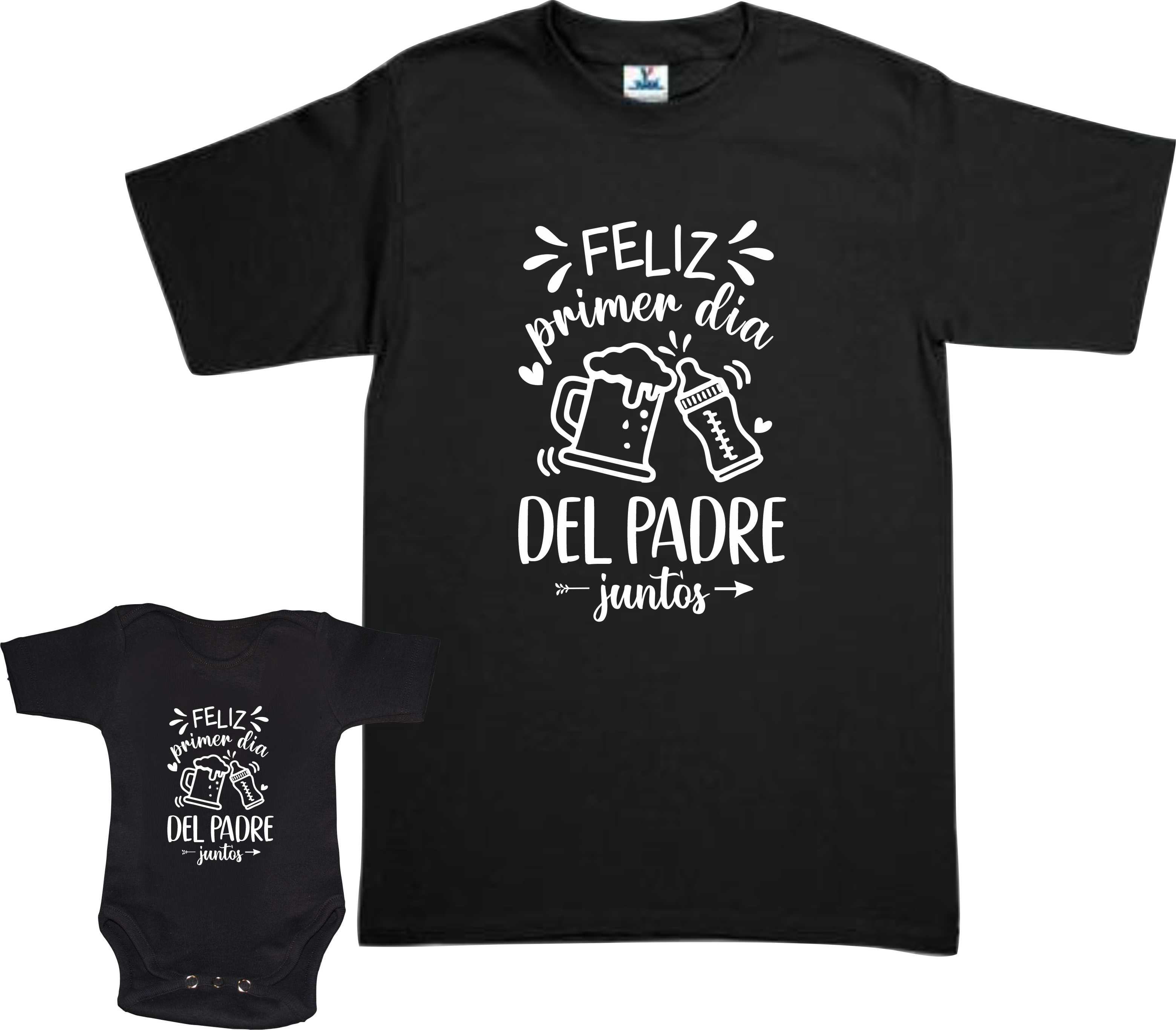 Set 1 Playera y 1 Pañalero Nuestro Primer dia del Padre Juntos Duo Papá e hijo Familia Evento