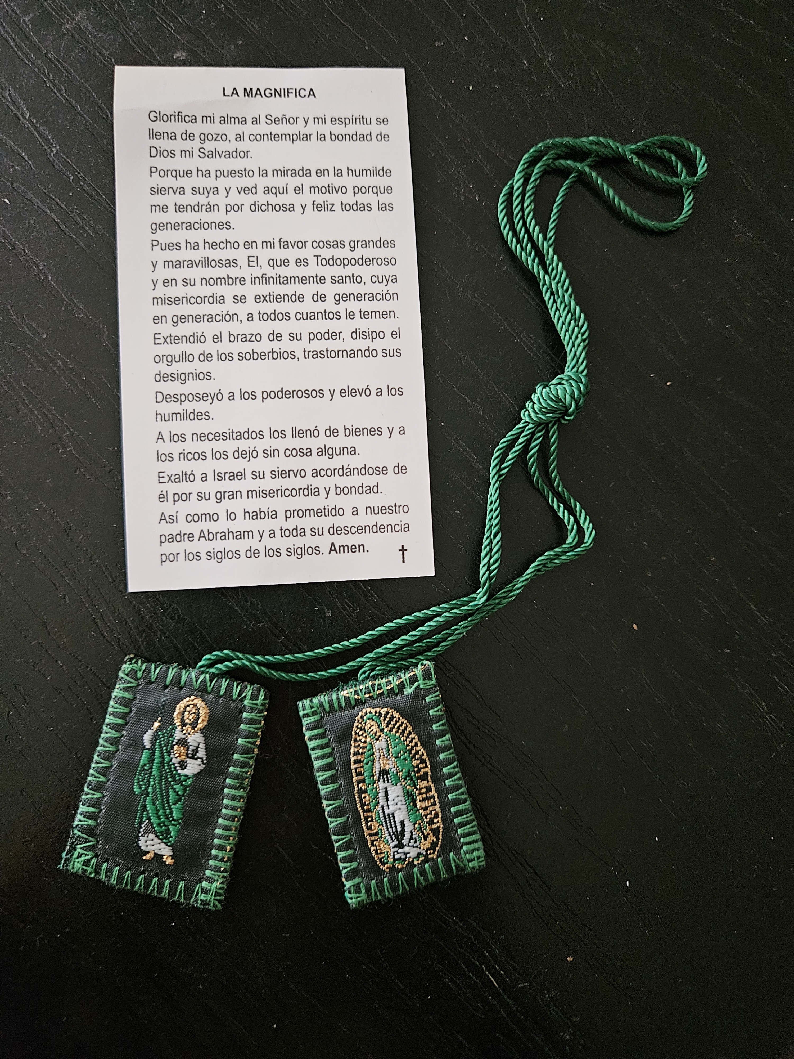 Pack de 2 escapularios San Judas Tadeo/Virgen de Guadalupe,+oracion la magnifica
