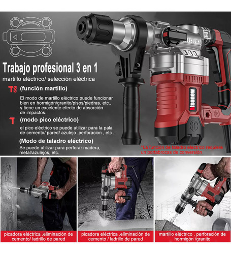 Martillo de Impacto Multifunción de Alta Potencia 2500 W Negro Marca ALSONEW