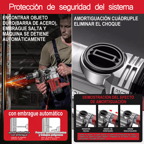 Martillo de Impacto Multifunción de Alta Potencia 2500 W Negro Marca ALSONEW