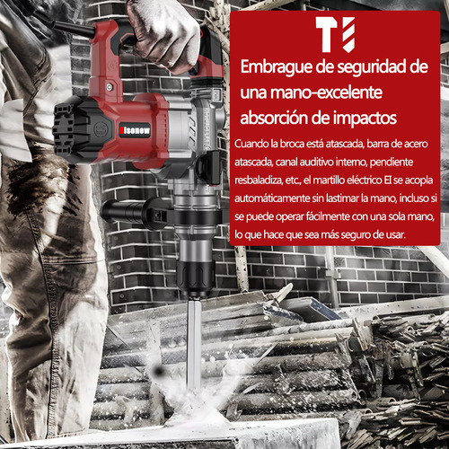 Martillo de Impacto Multifunción de Alta Potencia 2500 W Negro Marca ALSONEW