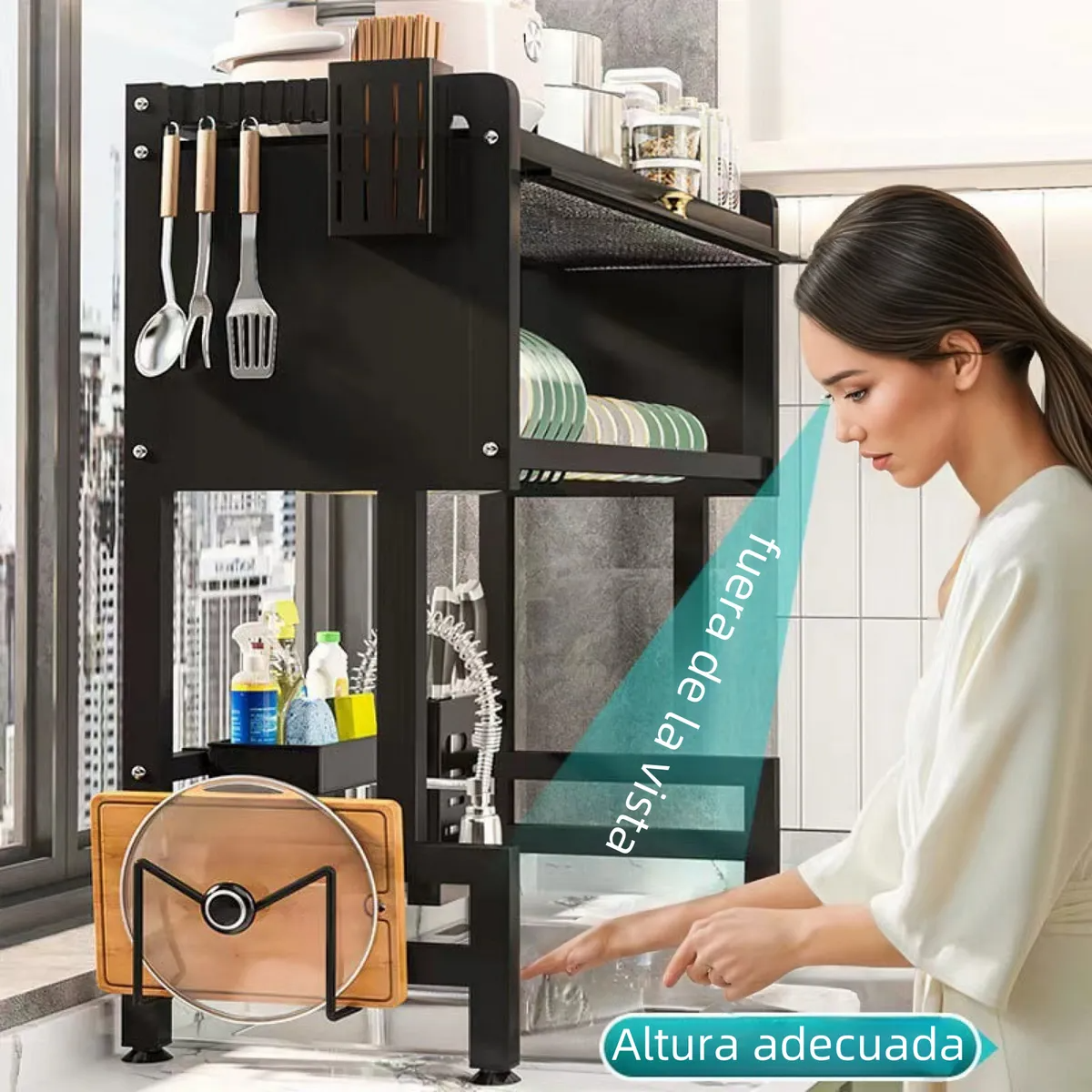 Escurridor De Trastes Sobre Fregadero Platos Con Puerta 75cm