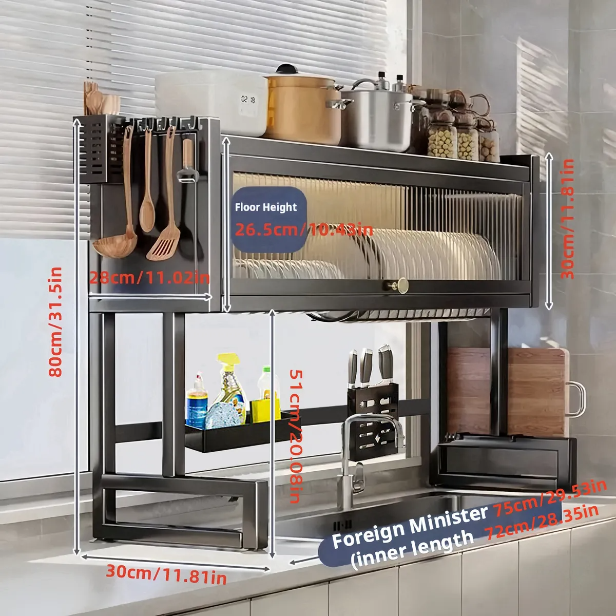 Escurridor De Trastes Sobre Fregadero Platos Con Puerta 75cm