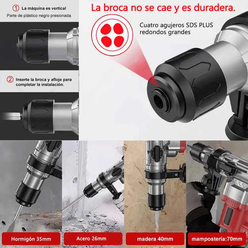 Martillo de Impacto Multifunción de Alta Potencia 2500 W Negro Marca ALSONEW
