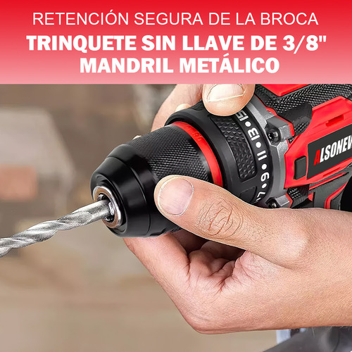 Also New Taladro Atornillador Rotomartillo Inalámbrico Sin Escobillas De 2 Batería Color Rojo+caja xf204