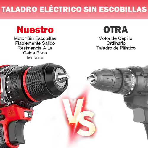 Also New Taladro Atornillador Rotomartillo Inalámbrico Sin Escobillas De 2 Batería Color Rojo+caja xf204