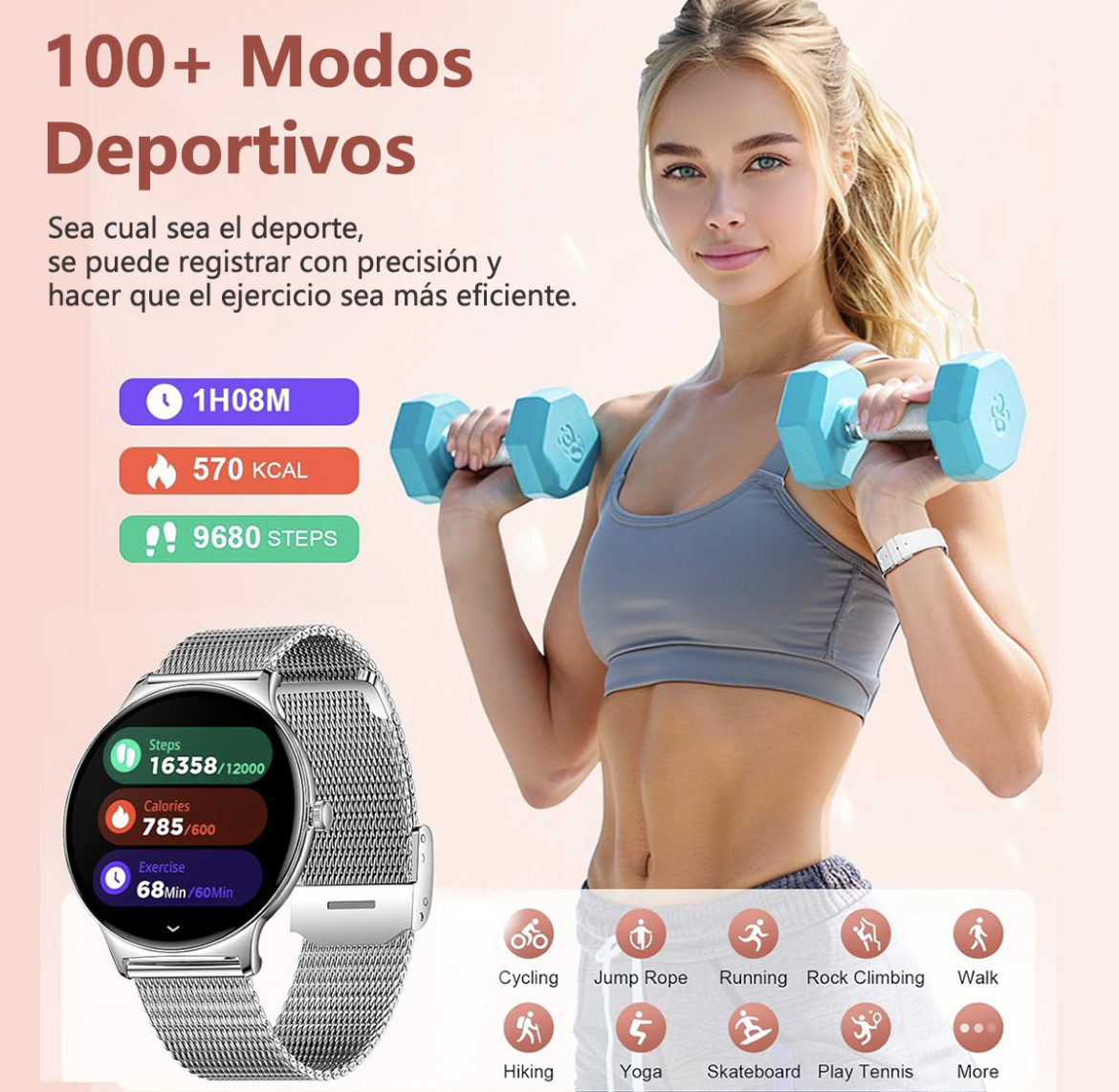 Qué está incluido: 1 reloj original 1 collar 1 manual de usuario 1 caja de regalo 1 herramienta para ajuste de correa