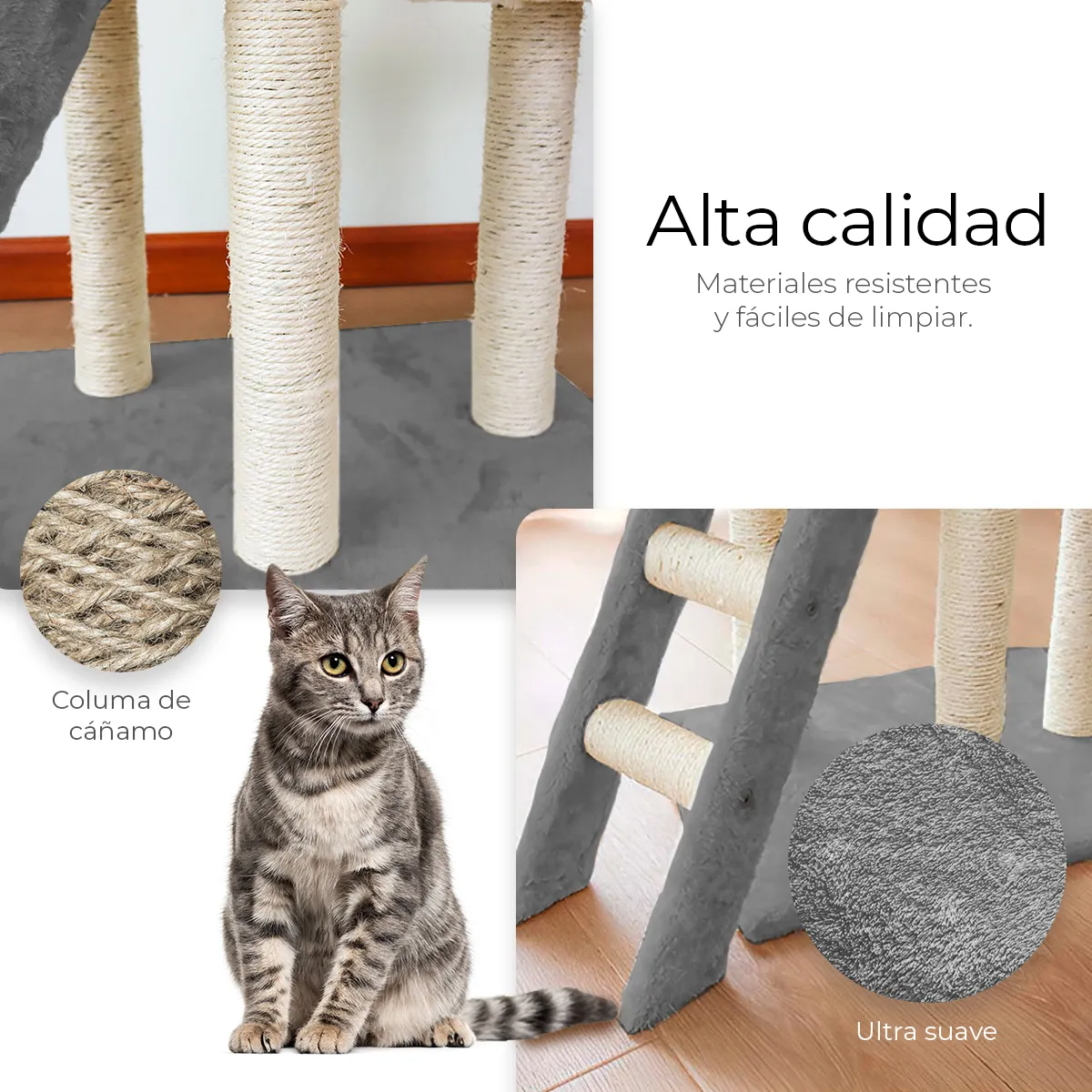 Torre Rascador Árbol para Gatos Color Gris