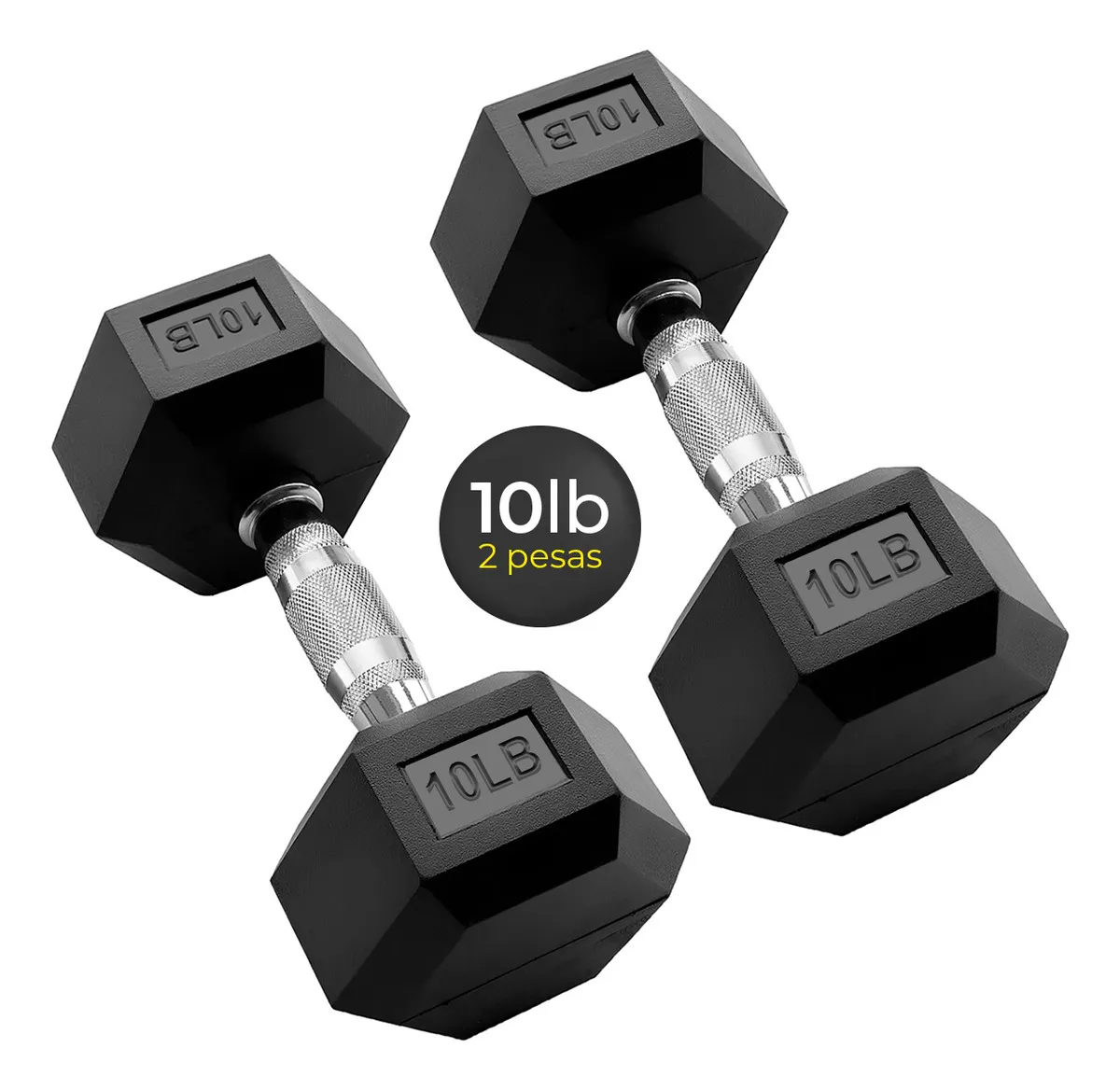 Kit De 2 Mancuernas Pesa Ejercicio Gym 10 Lb C/u Gimnasio Color Negro