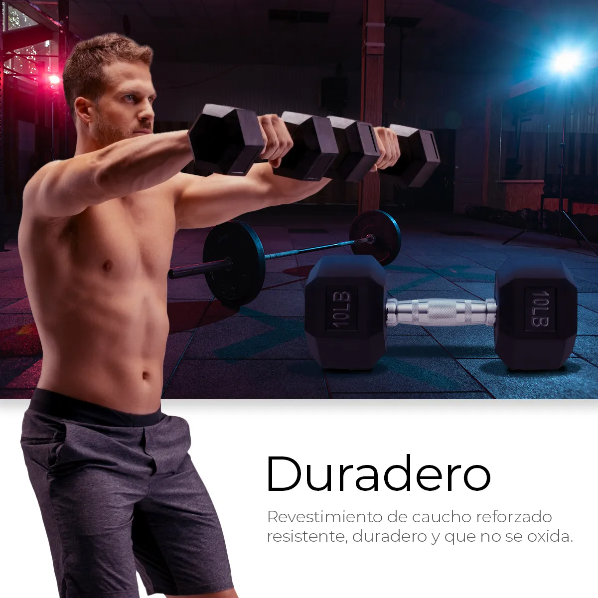 Kit De 2 Mancuernas Pesa Ejercicio Gym 10 Lb C/u Gimnasio Color Negro