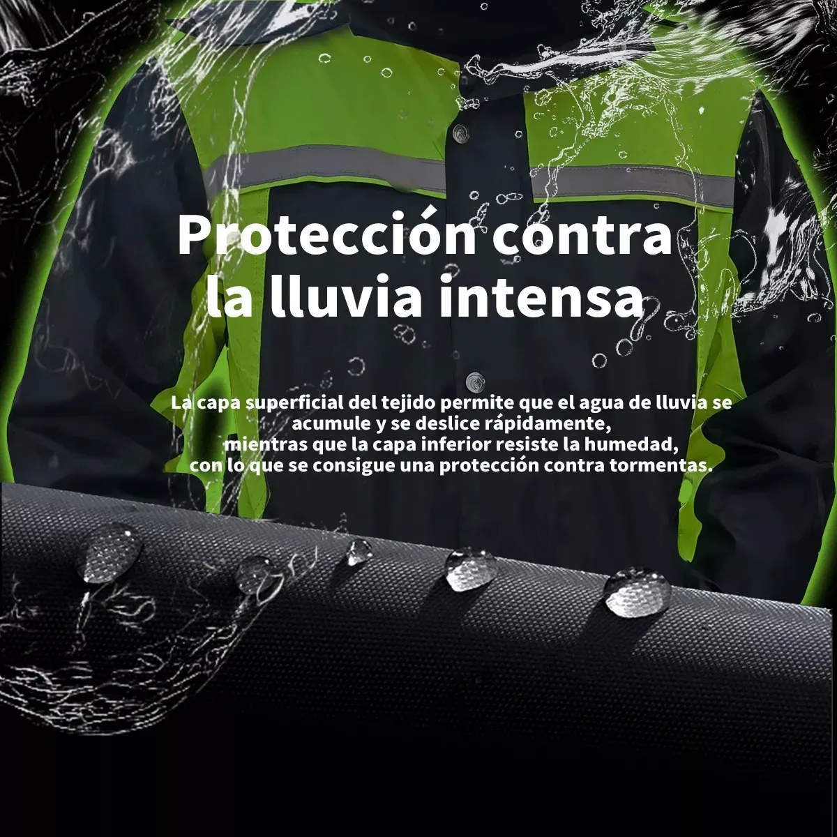 Impermeable Motociclista Reflejante Para Lluvia Con Capucha.